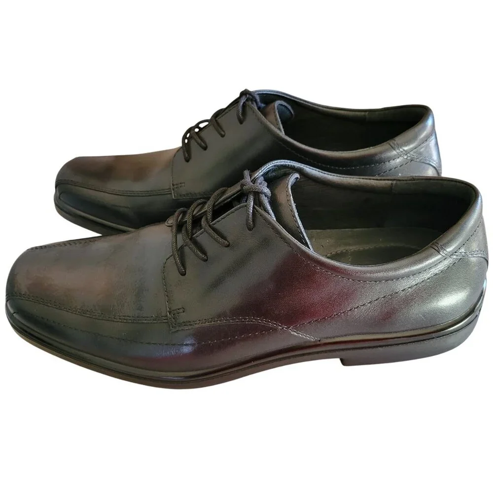 Hush Puppies Mens Medium Moyen Waterproof Black Leather Oxford Shoes SZ 11